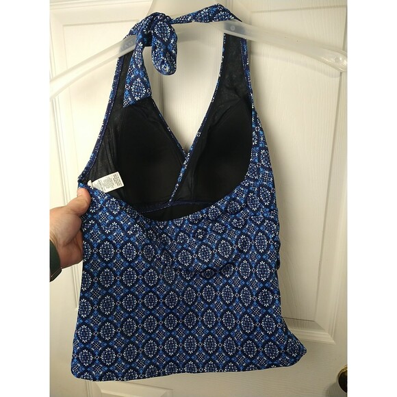 L.L. Bean Woman 10 Swim Tankini Halter Sun Protection Scrunched Side Medallion - Picture 9 of 9